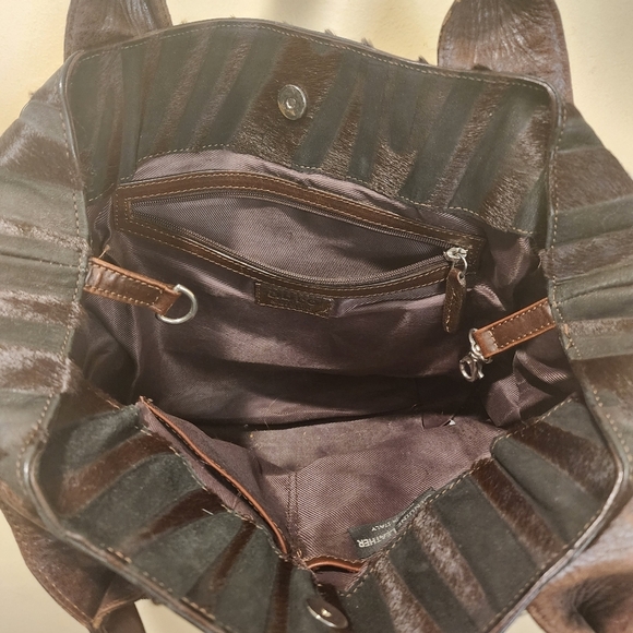 Abro made in Italy Vintage Leather Fur black and Brown Shoulder bag - Picture 12 of 12